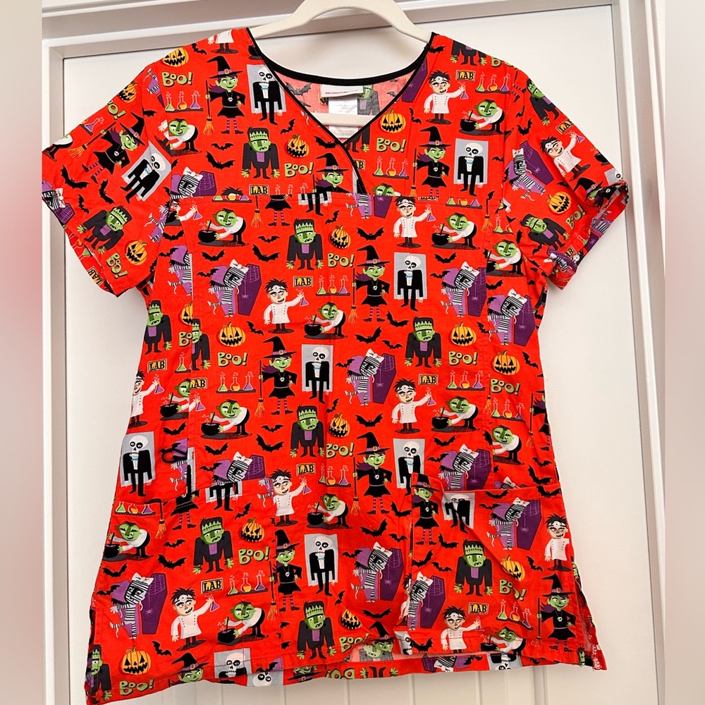 Halloween scrub top